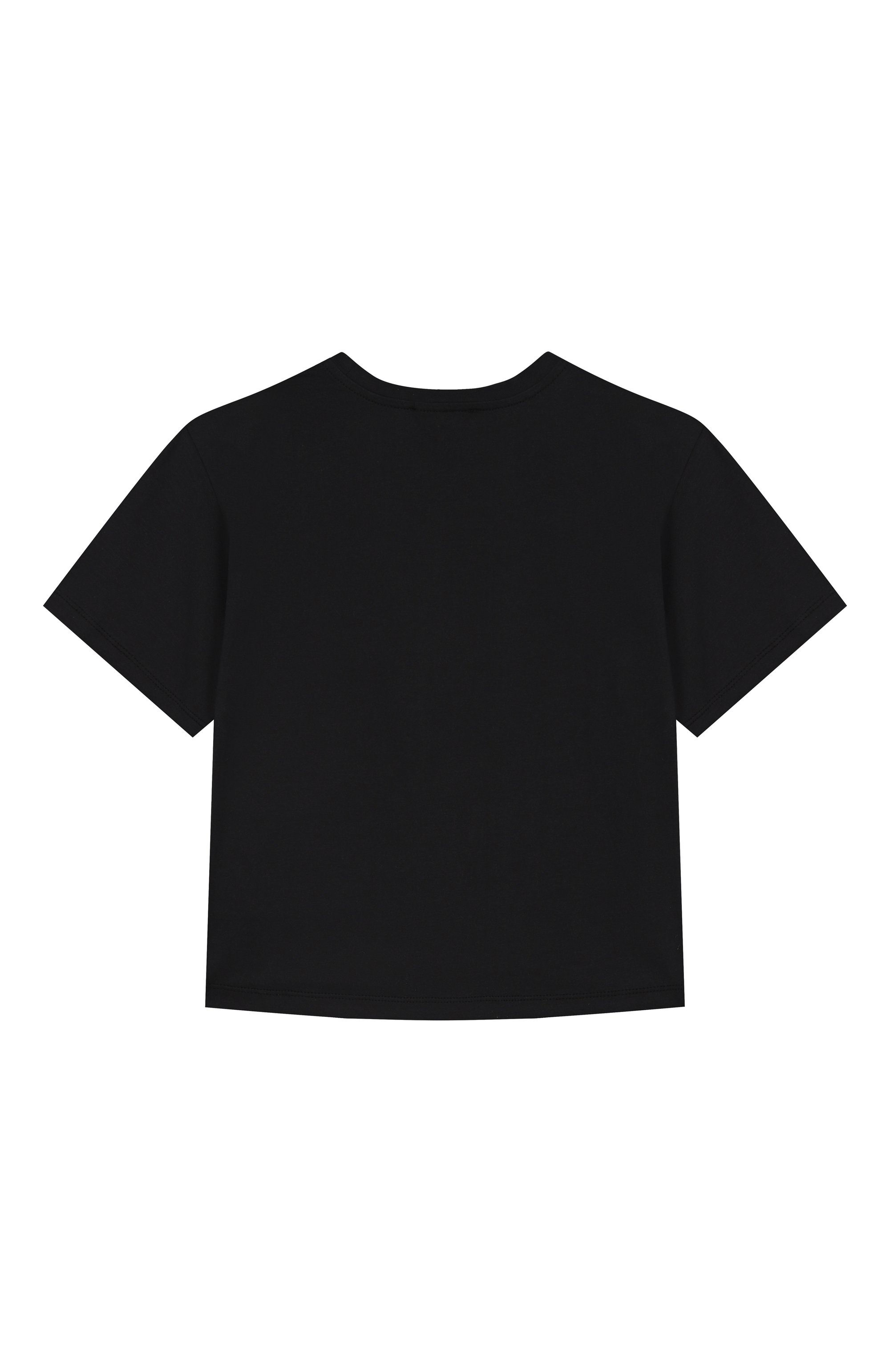 Хлопковая футболка PHILOSOPHY DI LORENZO SERAFINI KIDS черного цвета по цене 9900 руб., арт. I1E605/5203/4-10, фото 2 Хлопковая футболка PHILOSOPHY DI LORENZO SERAFINI KIDS, арт. I1E605/5203/4-10, фото 2