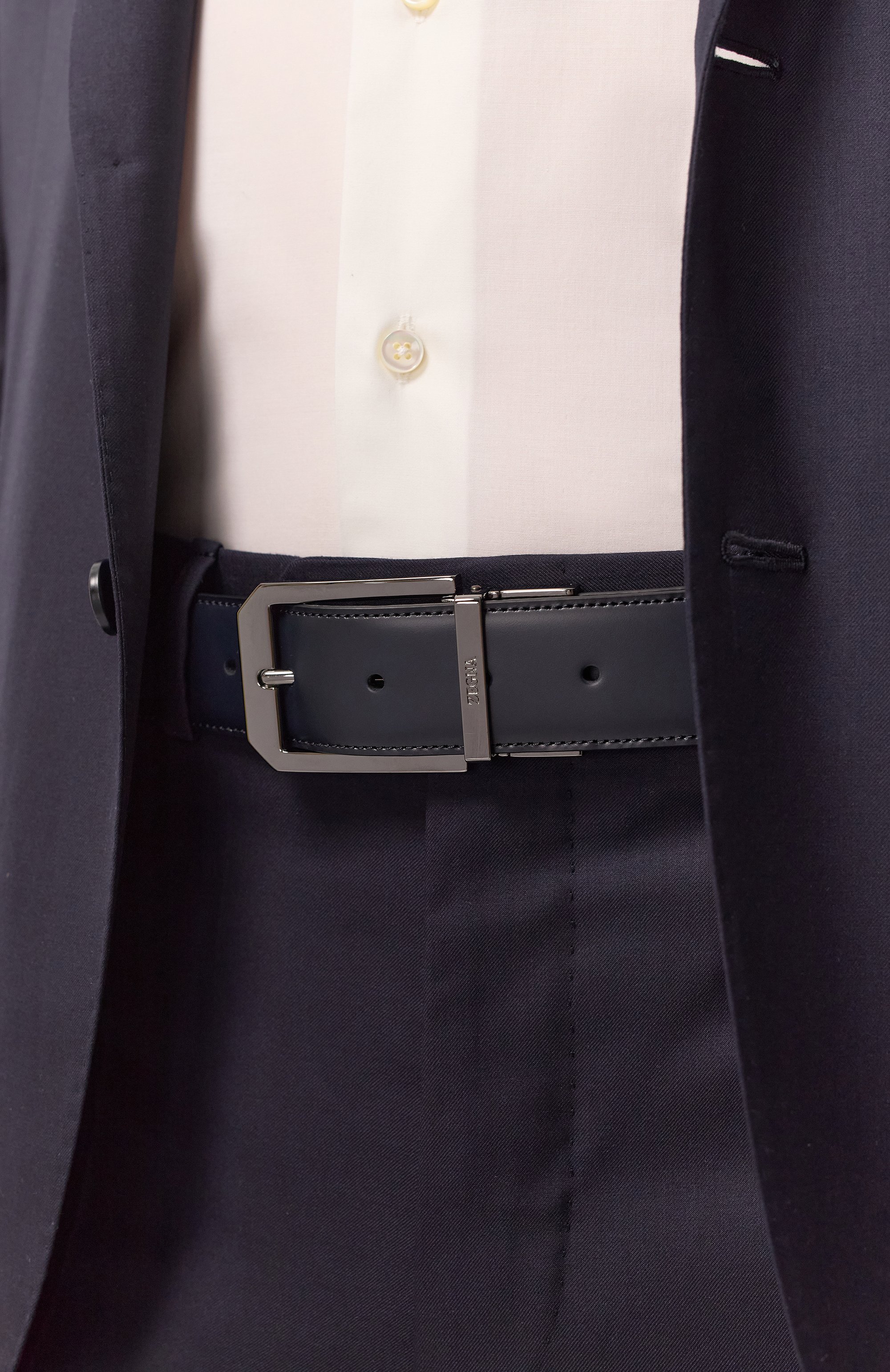 Двусторонний ремень ZEGNA темно-синего цвета по цене 61550 руб., арт. B011RZ/LHAVG, фото 2 Двусторонний ремень ZEGNA, арт. B011RZ/LHAVG, фото 2