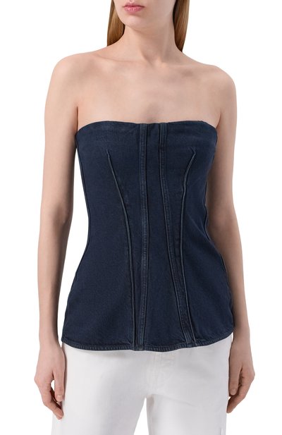 Джинсовый топ-корсет lara AGOLDE темно-синего цвета по цене 44500 руб., арт. A7403-1826, фото 3 Джинсовый топ-корсет lara AGOLDE, арт. A7403-1826, фото 3