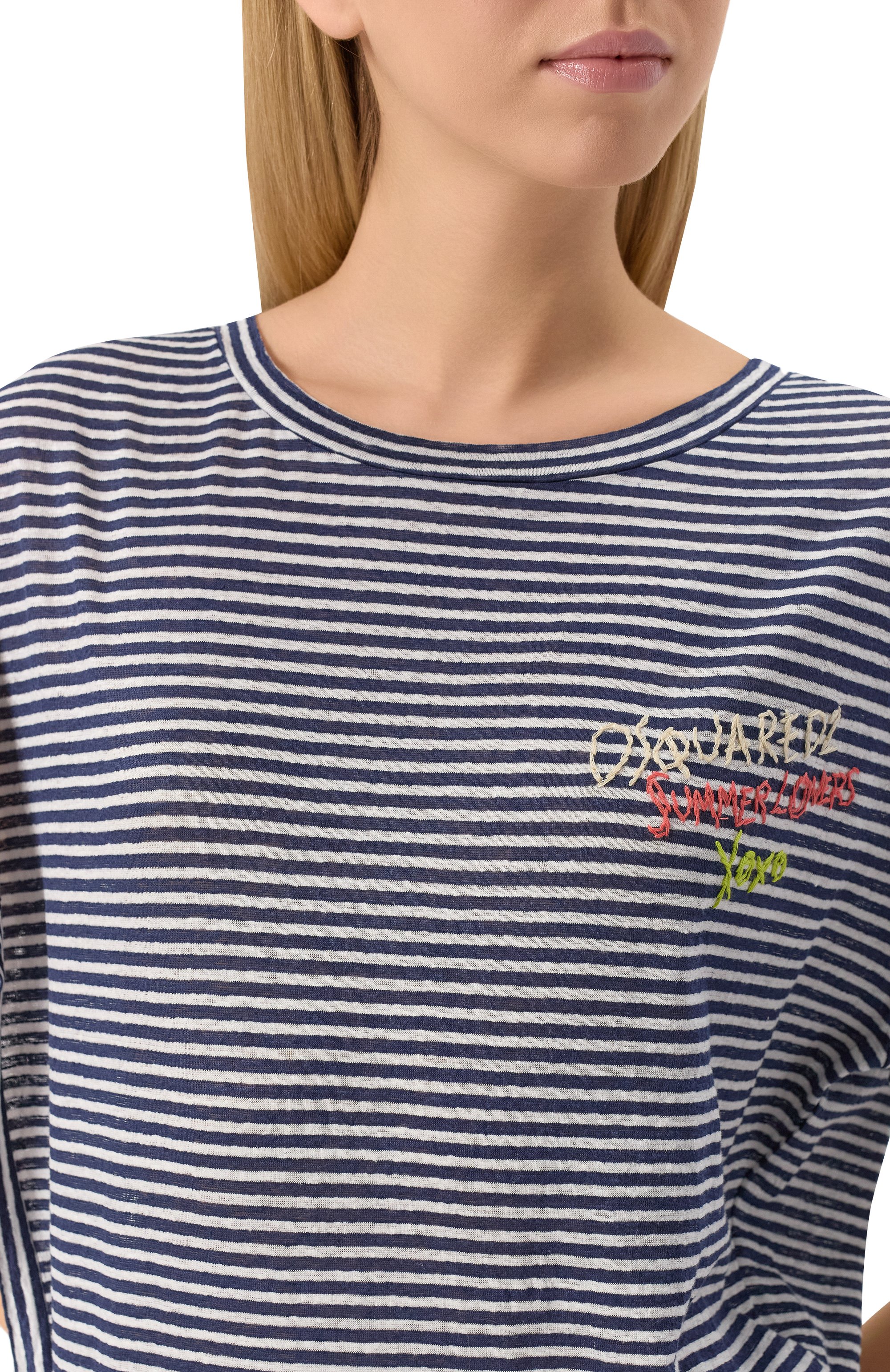 Льняное платье DSQUARED2 синего цвета по цене 56050 руб., арт. S73CU0314/S23601, фото 5 Льняное платье DSQUARED2, арт. S73CU0314/S23601, фото 5