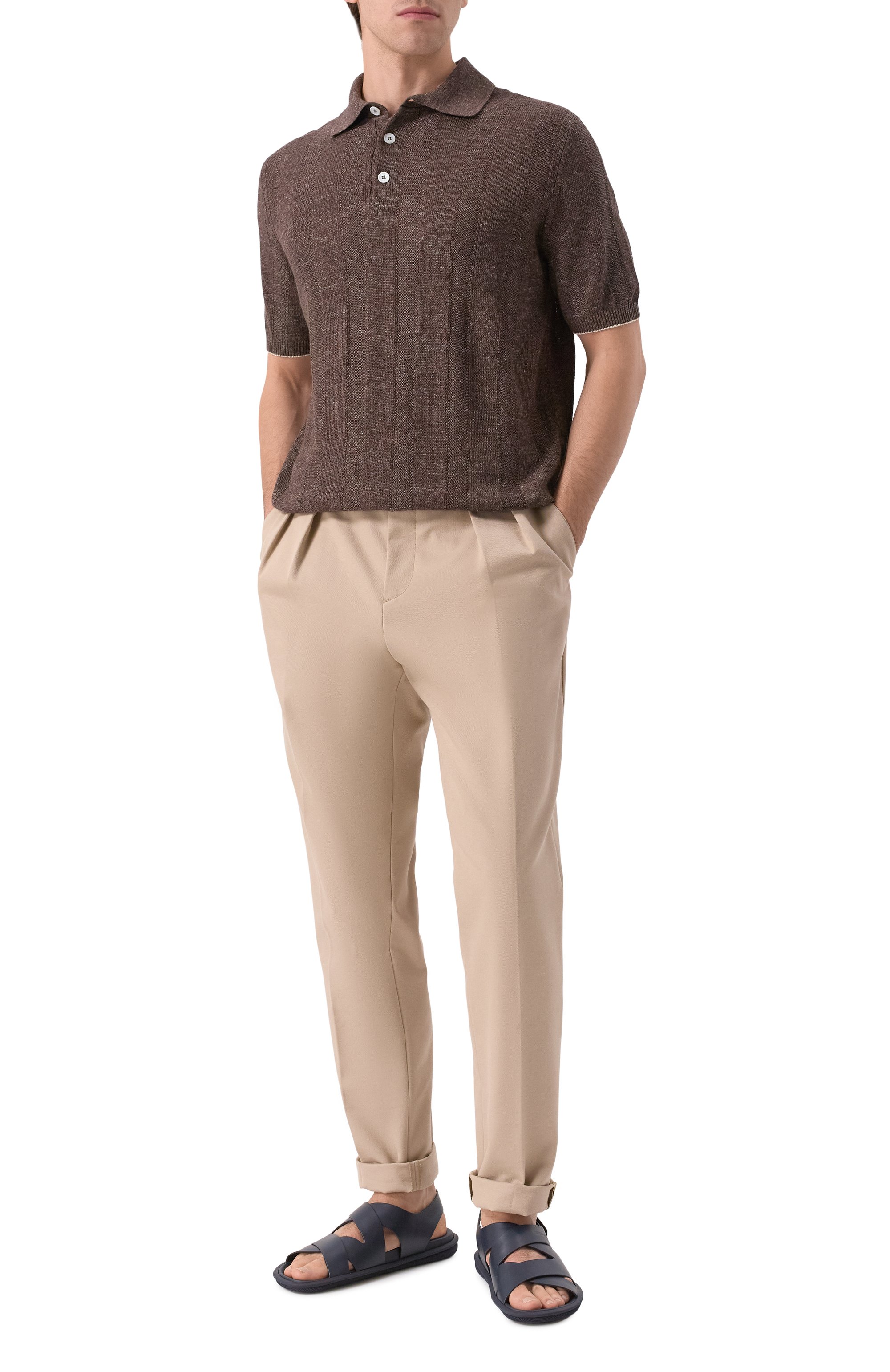 Поло изо льна и хлопка BRUNELLO CUCINELLI, арт. M2L707815, фото 2