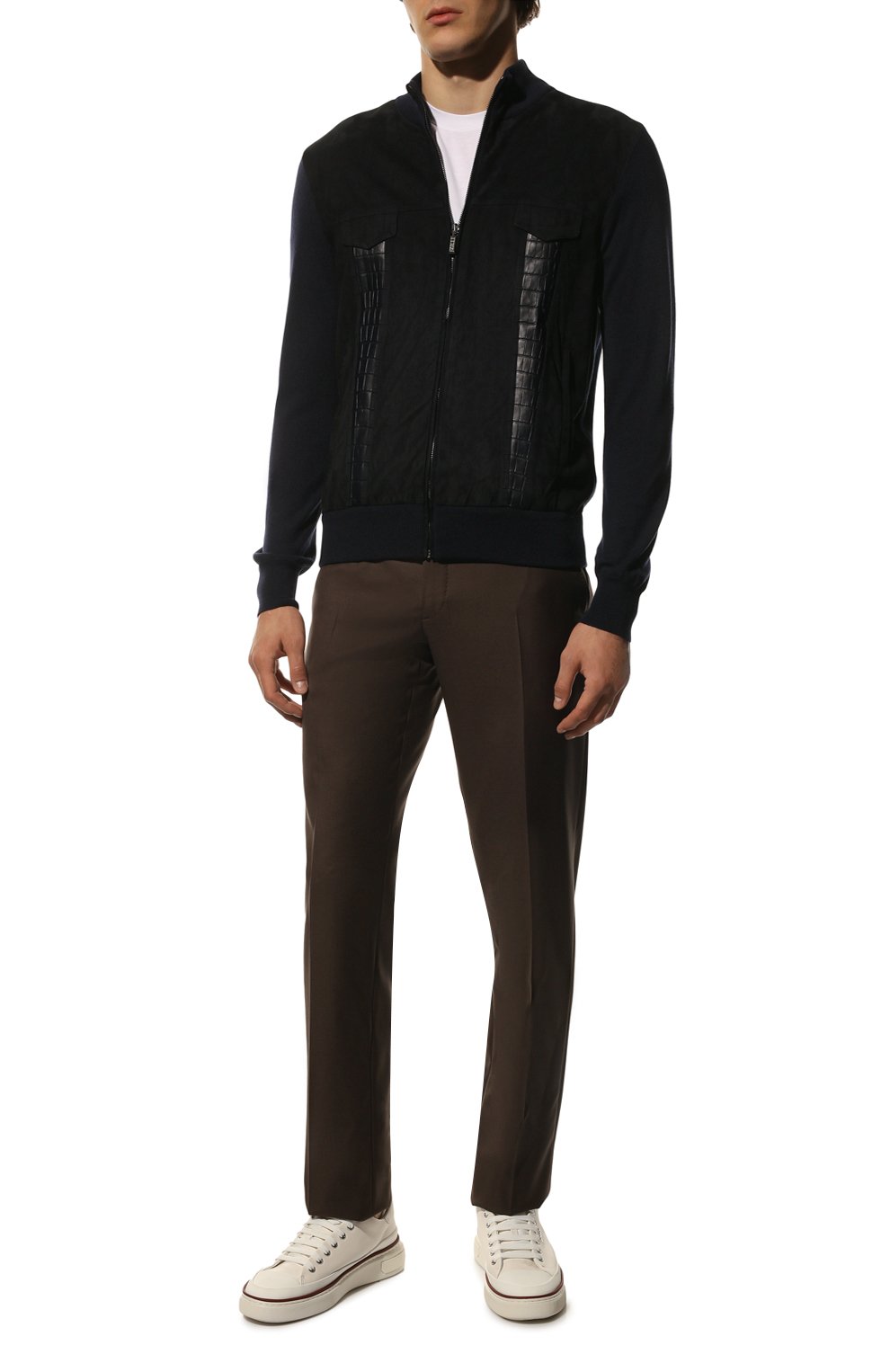 Шерстяной кардиган с отделкой из кожи аллигатора ZILLI темно-синего цвета по цене 657500 руб., арт. MBQ-BL195-EXCL1/ML01/AMIS, фото 2 Шерстяной кардиган с отделкой из кожи аллигатора ZILLI, арт. MBQ-BL195-EXCL1/ML01/AMIS, фото 2