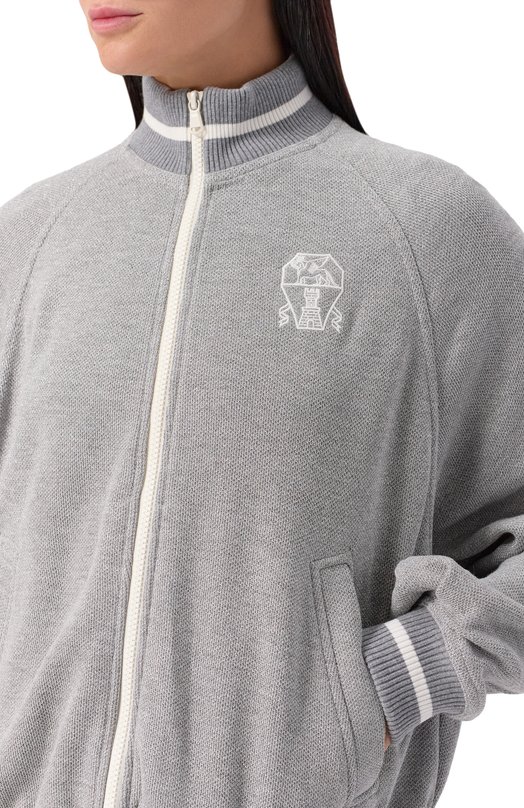 Толстовка из вискозы и хлопка Brunello Cucinelli MP930SN906 Серый  MP930SN906 Фото 5