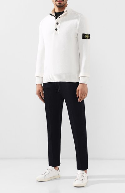 Шерстяной свитер STONE ISLAND белого цвета по цене 39250 руб., арт. 7115532A3, фото 2 Шерстяной свитер STONE ISLAND, арт. 7115532A3, фото 2