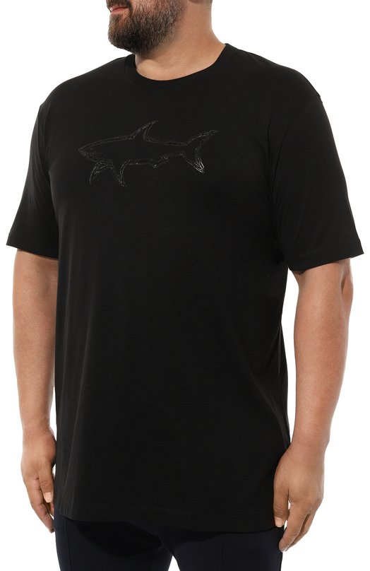Хлопковая футболка Paul&Shark 12311633/3XL-6XL Чёрный  12311633/3XL-6XL Фото 3
