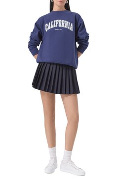 Женский хлопковый свитшот SPORTY AND RICH темно-синего цвета, арт. ST071516501BL32 | Фото 2 (Рукава: Длинные; Длина (для топов): Стандартные; Стили: Спорт-шик; Женское Кросс-КТ: Свитшот-одежда; Материал внешний: Хлопок)