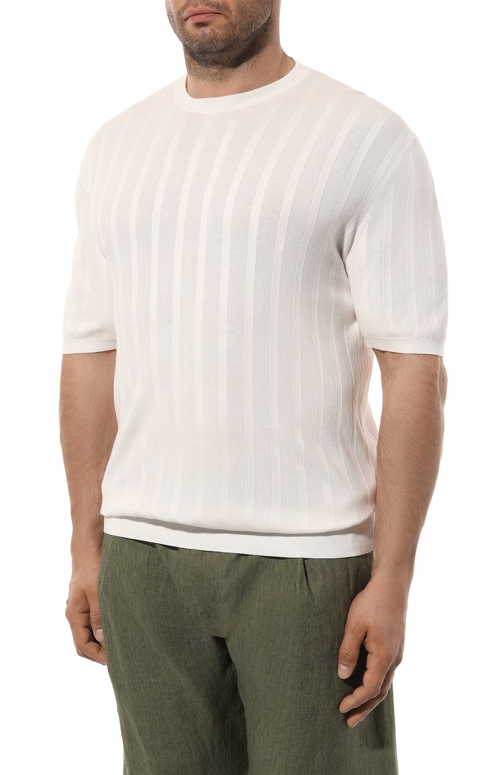 Хлопковый джемпер CORTIGIANI белого цвета по цене 55000 руб., арт. 719108, фото 3 Хлопковый джемпер CORTIGIANI, арт. 719108, фото 3