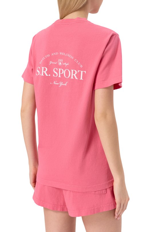 Хлопковая футболка Sporty and Rich T0043612201P139 Розовый  T0043612201P139 Фото 4