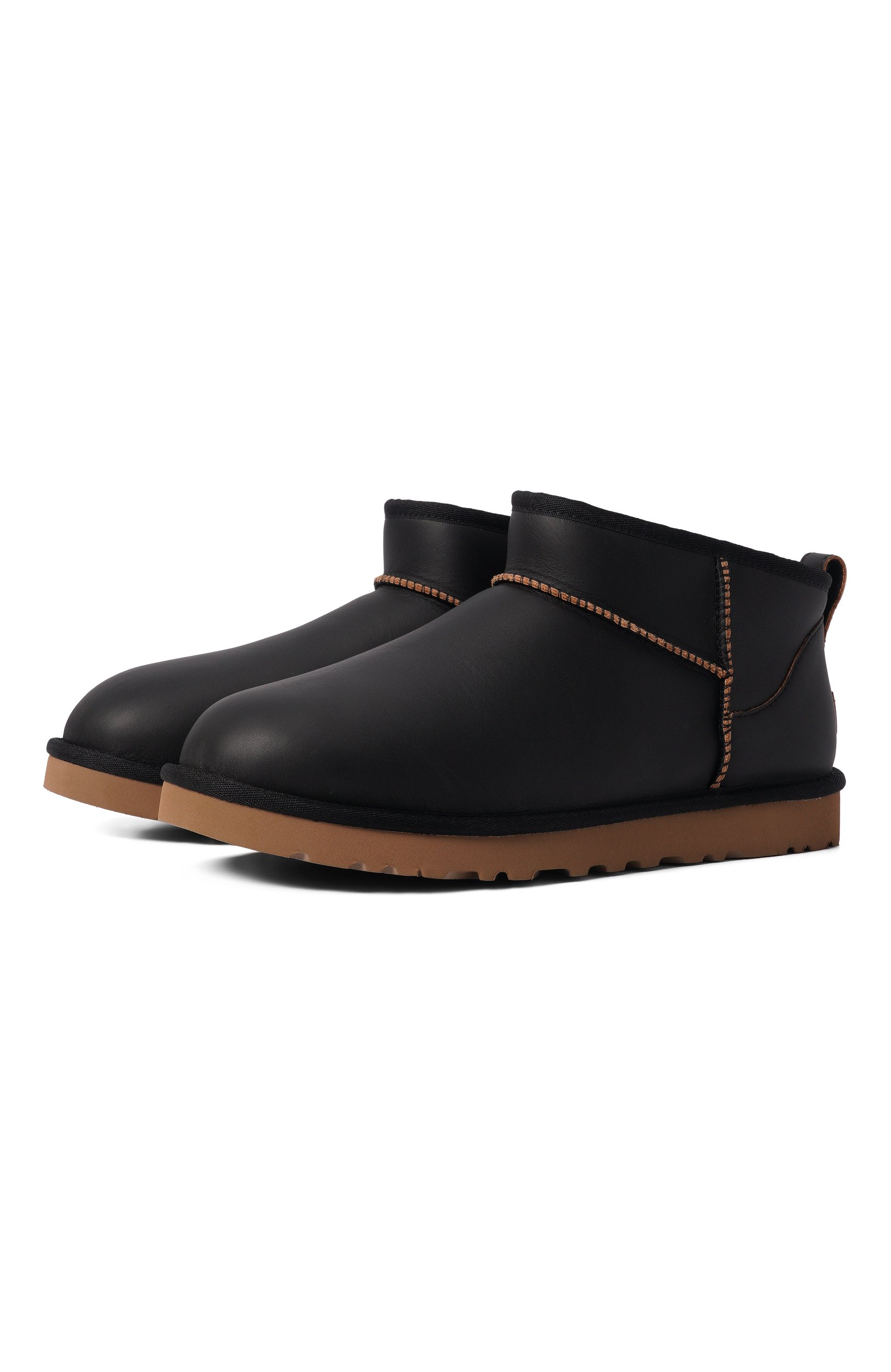Кожаные угги classic ultra mini contrast UGG черного цвета по цене 26350 руб., арт. 1183372, фото 1 Кожаные угги classic ultra mini contrast UGG, арт. 1183372, фото 1