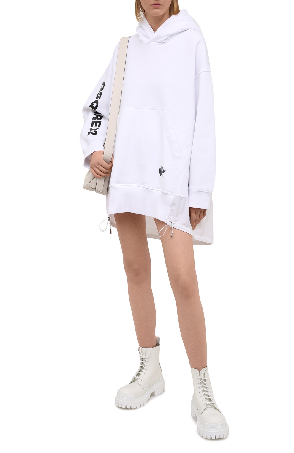 Хлопковое платье DSQUARED2 белого цвета по цене 54350 руб., арт. S75CV0393/S25042, фото 2 Хлопковое платье DSQUARED2, арт. S75CV0393/S25042, фото 2