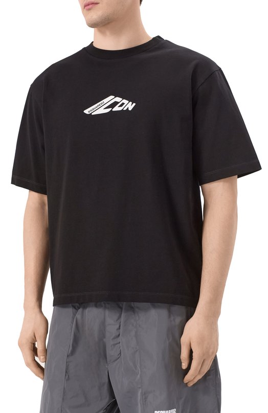 Хлопковая футболка Dsquared2 S79GC0096/D20033 Чёрный  S79GC0096/D20033 Фото 3