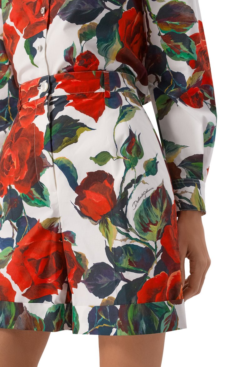 Женские хлопковые шорты DOLCE & GABBANA красного цвета, арт. FTC9RT/GDCZR | Фото 5 (Длина Ж (юбки, платья, шорты): Мини; Материал внешний: Хлопок; Кросс-КТ: костюм; Стили: Романтичный; Размерность: Идёт в размер; Автоматизация ТО: Проставлено; Автоматизация состава: Проставлено; Re-sync: On)