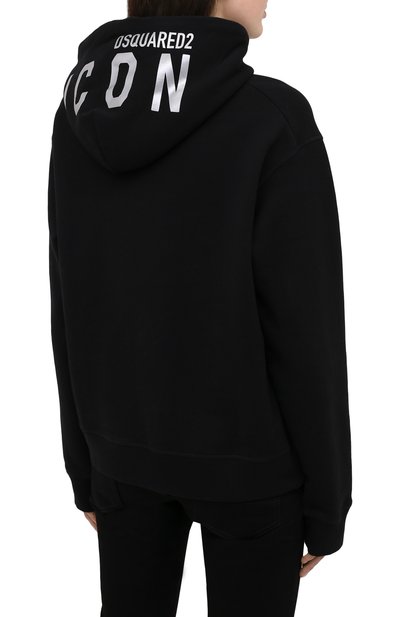 Хлопковое худи DSQUARED2 черного цвета по цене 49950 руб., арт. S80GU0032/S25042, фото 4 Хлопковое худи DSQUARED2, арт. S80GU0032/S25042, фото 4