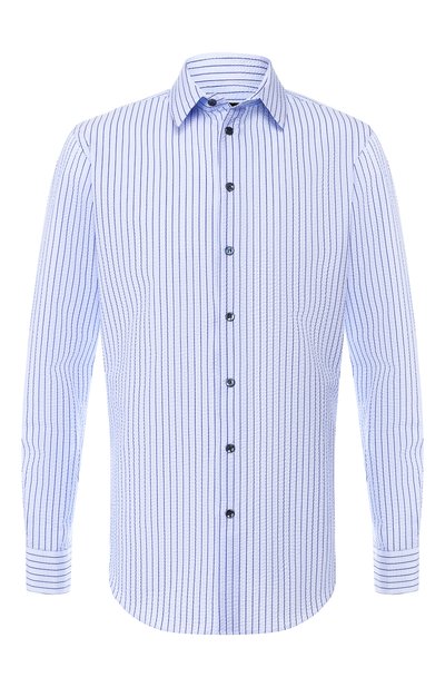 Хлопковая рубашка с воротником кент GIORGIO ARMANI синего цвета по цене 65400 руб., арт. 8WGCCZ97/TZ228, фото 1 Хлопковая рубашка с воротником кент GIORGIO ARMANI, арт. 8WGCCZ97/TZ228, фото 1