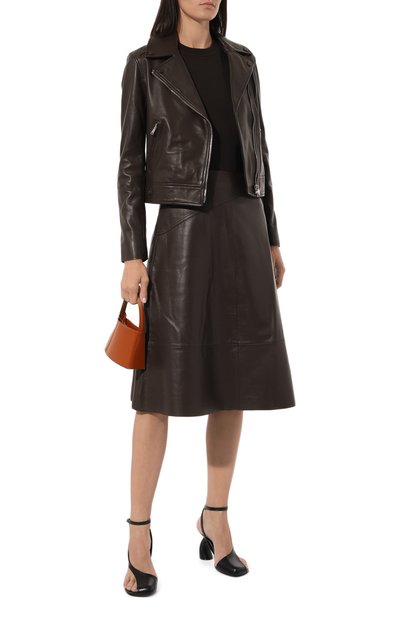 Кожаная юбка YVES SALOMON темно-коричневого цвета по цене 123000 руб., арт. 23EYJ20271APXX, фото 2 Кожаная юбка YVES SALOMON, арт. 23EYJ20271APXX, фото 2