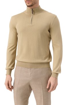 Мужской хлопковый джемпер CANALI желтого цвета, арт. C0015/MK00145 | Фото 3 (Рукава: Длинные; Материал сплава: Проставлено; Драгоценные камни: Проставлено; Длина (для топов): Стандартные; Вырез: Круглый; Мужское Кросс-КТ: Джемперы; Принт: Без принта; Стили: Кэжуэл; Материал внешний: Хлопок)