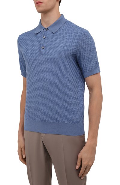 Поло из хлопка и шелка BRIONI голубого цвета по цене 104500 руб., арт. UMR200/P1K02, фото 3 Поло из хлопка и шелка BRIONI, арт. UMR200/P1K02, фото 3