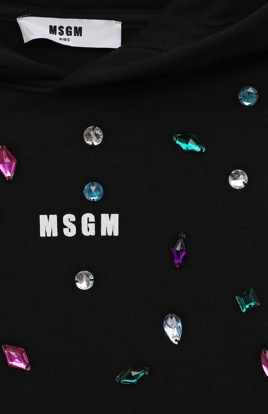 Хлопковое худи MSGM kids Чёрный, фото 3