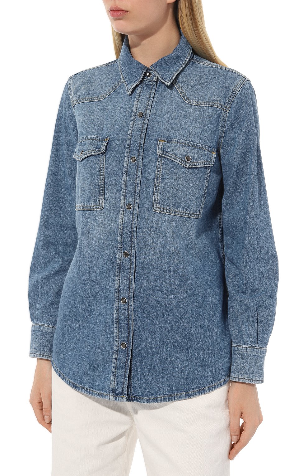 Джинсовая рубашка 7 FOR ALL MANKIND голубого цвета по цене 26500 руб., арт. JSYRC210CL, фото 3 Джинсовая рубашка 7 FOR ALL MANKIND, арт. JSYRC210CL, фото 3