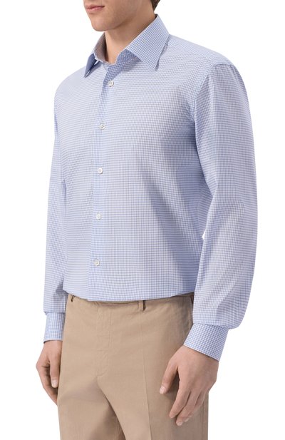 Хлопковая сорочка BRIONI синего цвета по цене 67400 руб., арт. RCB40M/P104N, фото 3 Хлопковая сорочка BRIONI, арт. RCB40M/P104N, фото 3