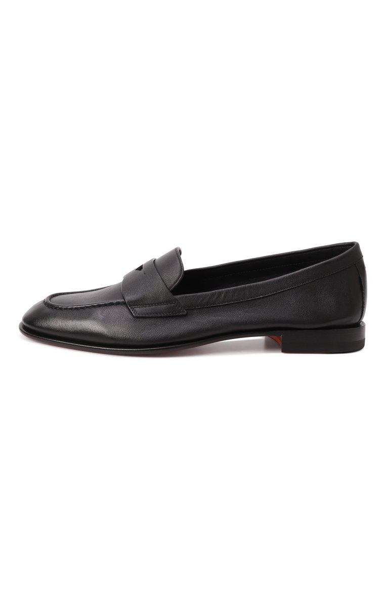 Женские кожаные пенни-лоферы SANTONI черного цвета, арт. WUSG59962HAFSLGA | Фото 4 (Каблук высота: Низкий; Подошва: Плоская; Драгоценные камни: Проставлено; Материал внутренний: Натуральная кожа; Материал внешний: Натуральная кожа; Материал сплава: Проставлено)