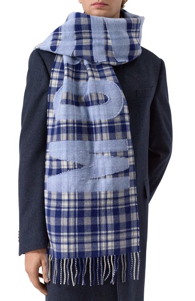 Шерстяной шарф MOSCHINO синего цвета по цене 25950 руб., арт. 50238/M5856, фото 2 Шерстяной шарф MOSCHINO, арт. 50238/M5856, фото 2