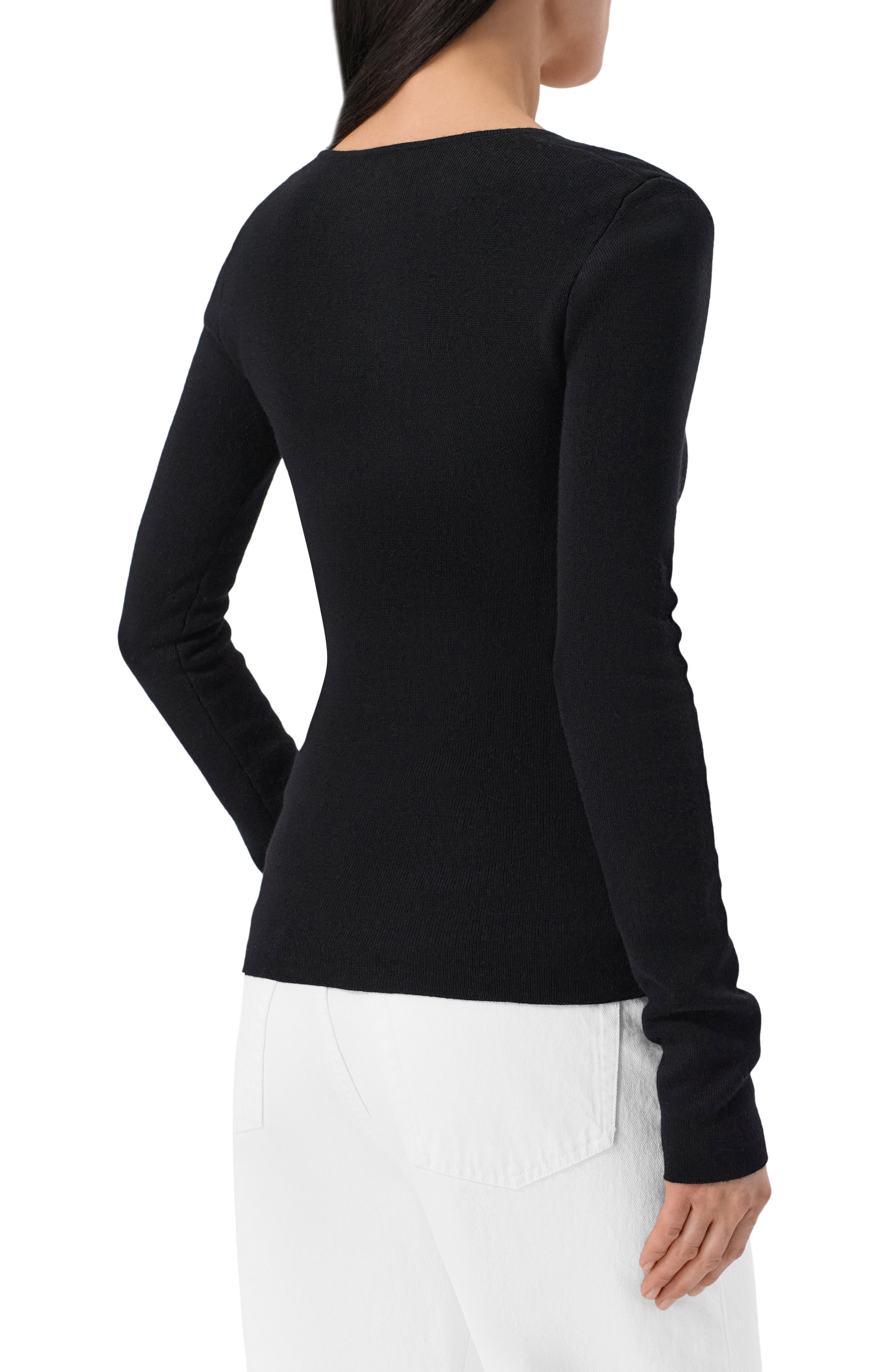 Шерстяной пуловер TOTEME черного цвета по цене 67650 руб., арт. 254-WRT0571-YA0128, фото 4 Шерстяной пуловер TOTEME, арт. 254-WRT0571-YA0128, фото 4