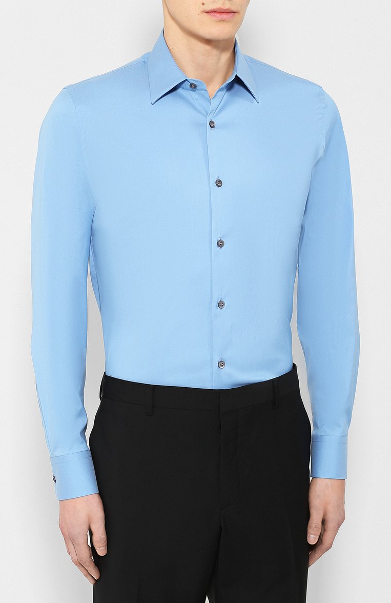 Хлопковая рубашка с воротником кент PRADA, арт. UCM608-F62-F0076, фото 1