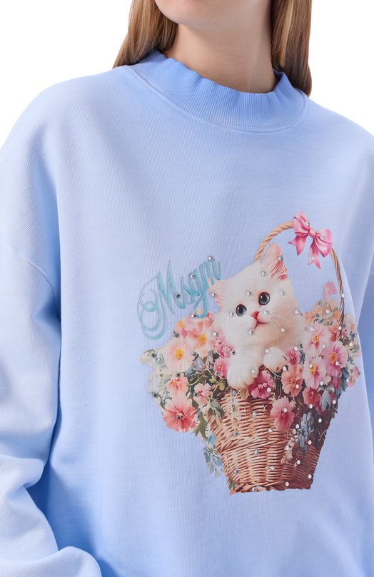 Хлопковый свитшот MSGM 4041MDM139SE/267287 Синий  4041MDM139SE/267287 Фото 5