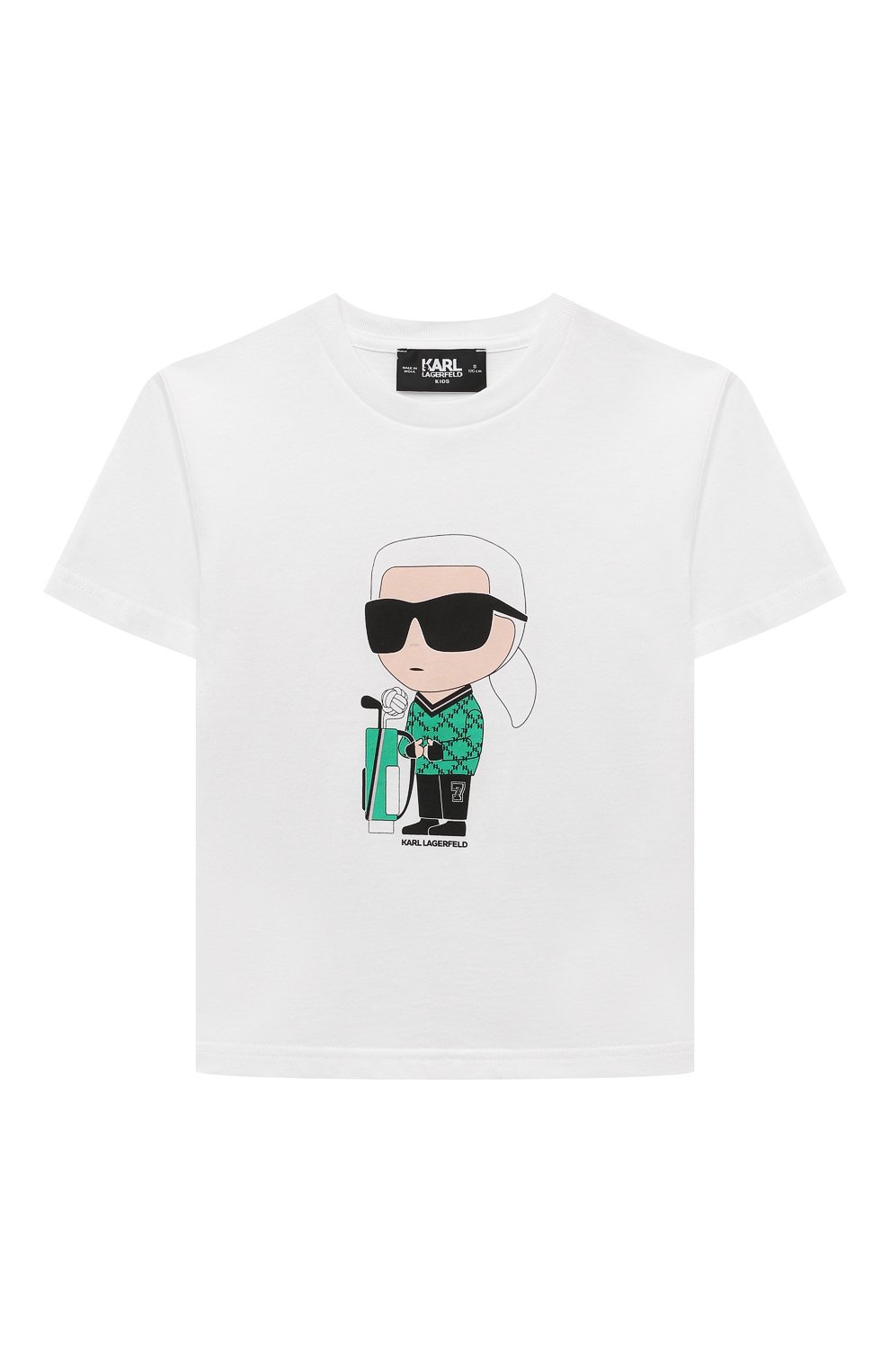 Хлопковая футболка KARL LAGERFELD KIDS белого цвета по цене 7640 руб., арт. Z30052, фото 1 Хлопковая футболка KARL LAGERFELD KIDS, арт. Z30052, фото 1