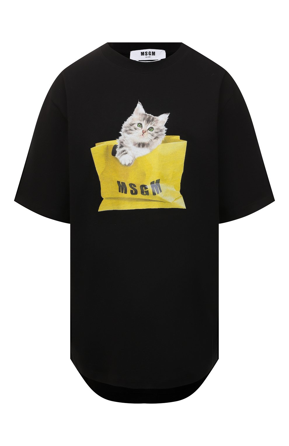Хлопковая футболка MSGM черного цвета по цене 17600 руб., арт. 3241MDM165 227298, фото 1 Хлопковая футболка MSGM, арт. 3241MDM165 227298, фото 1