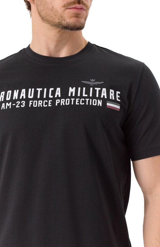 Хлопковая футболка Aeronautica Militare TS1942UJ00538 Чёрный  TS1942UJ00538 Фото 5