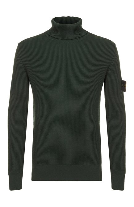 Мужской шерстяная водолазка STONE ISLAND темно-зеленого цвета, арт. 8115552C2 | Фото 1 (Длина (для топов): Стандартные; Драгоценные камни: Проставлено; Рукава: Длинные; Материал внешний: Шерсть; Материал сплава: Проставлено)
