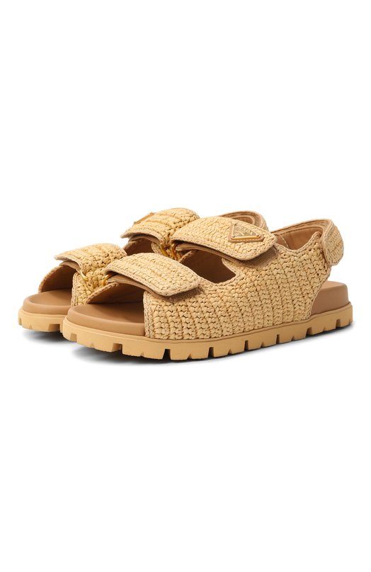 Текстильные сандалии Prada 1X440N/2C2T Бежевый 1X440N/2C2T