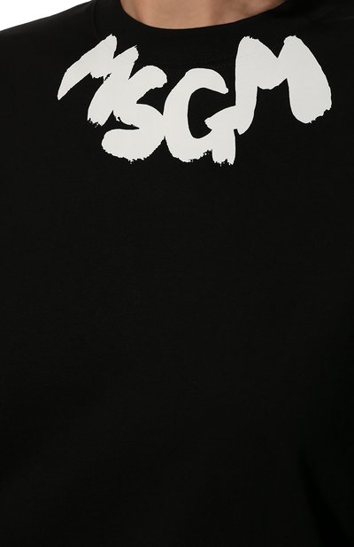 Хлопковый лонгслив MSGM черного цвета по цене 12800 руб., арт. 3341MDM169 227798, фото 5 Хлопковый лонгслив MSGM, арт. 3341MDM169 227798, фото 5