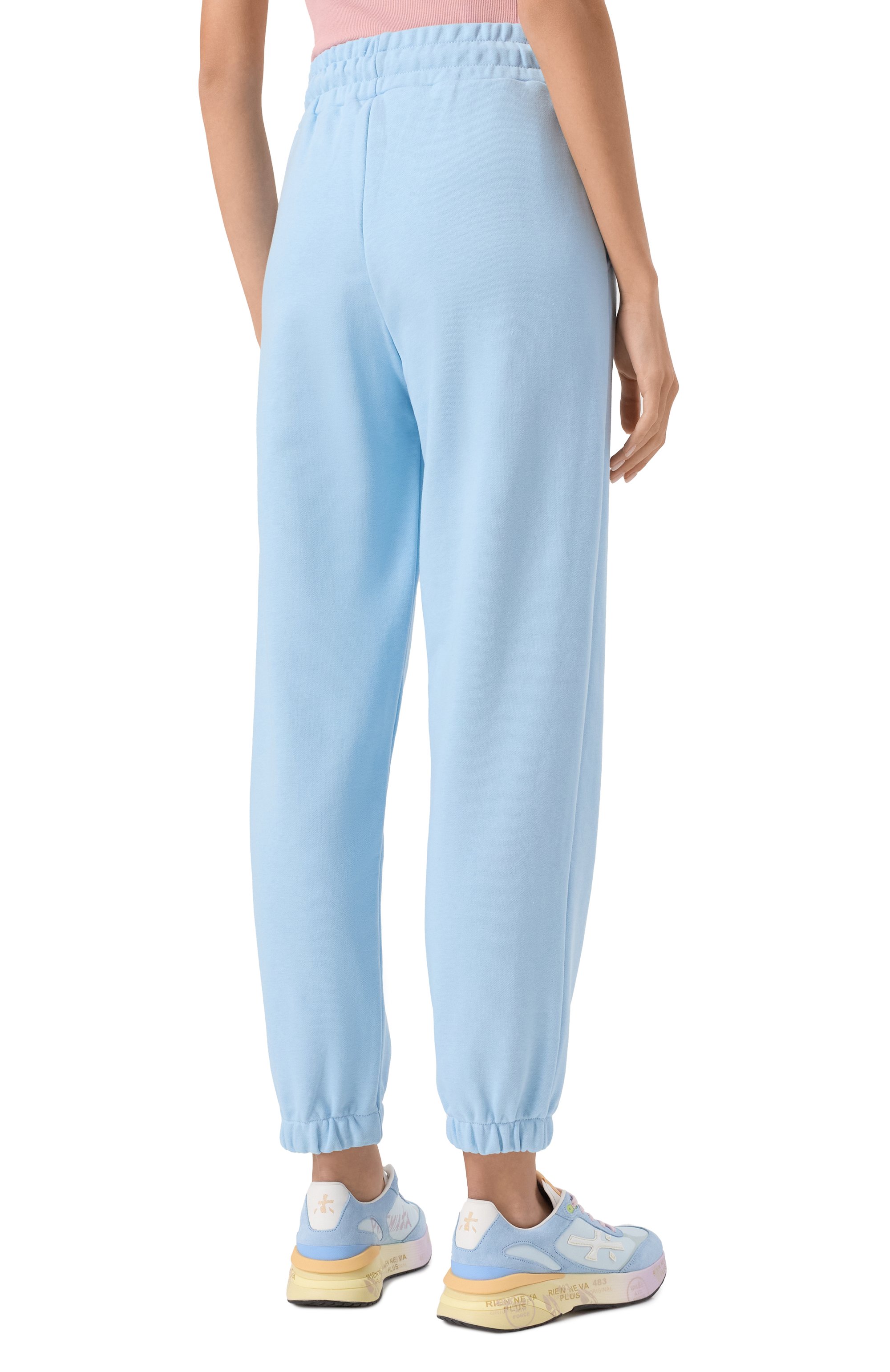 Хлопковые джоггеры COMME DES FUCKDOWN голубого цвета по цене 13250 руб., арт. CFABW01209, фото 4 Хлопковые джоггеры COMME DES FUCKDOWN, арт. CFABW01209, фото 4