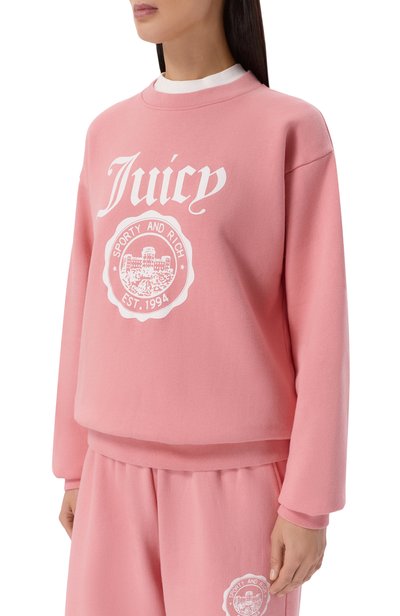 Хлопковый свитшот sporty & rich x juicy couture SPORTY AND RICH, арт. ST071716691PI07/JUICY EMBLEM CREWNECK, фото 3