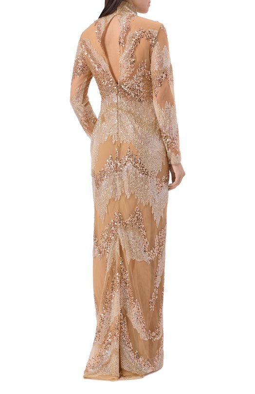 Платье с отделкой пайетками Zuhair Murad FDR25046/TUEM014 Бежевый  FDR25046/TUEM014 Фото 3