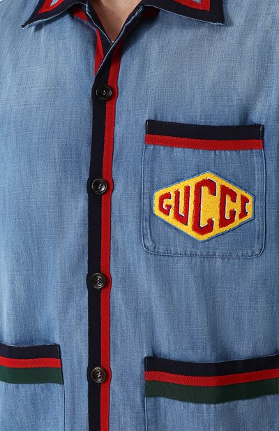 Хлопковая рубашка с контрастной отделкой GUCCI, арт. 519931/XRA78, фото 5