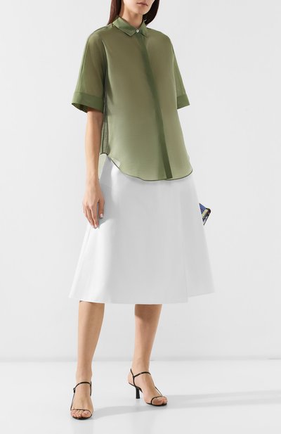 Рубашка из смеси хлопка и шелка JIL SANDER NAVY зеленого цвета по цене 32300 руб., арт. JNWM6008A/JM2550, фото 2 Рубашка из смеси хлопка и шелка JIL SANDER NAVY, арт. JNWM6008A/JM2550, фото 2