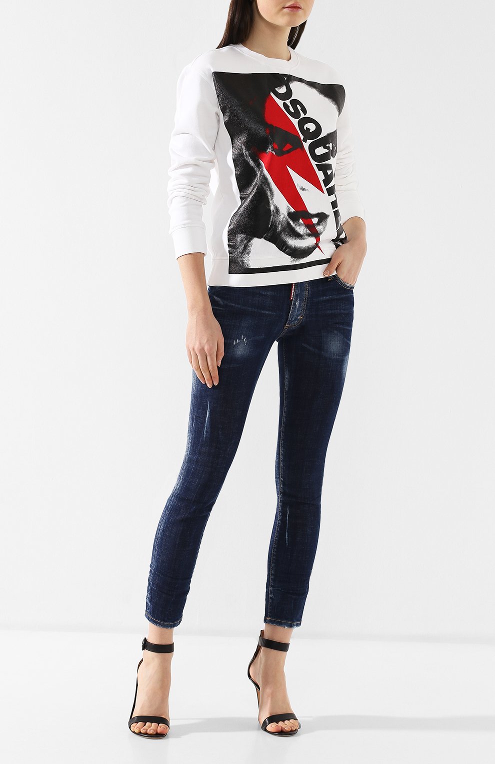 Джинсы с потертостями DSQUARED2 темно-синего цвета по цене 34300 руб., арт. S75LB0120/S30342, фото 2 Джинсы с потертостями DSQUARED2, арт. S75LB0120/S30342, фото 2