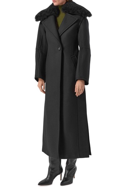 Пальто с отделкой из овчины BLUMARINE черного цвета по цене 156000 руб., арт. 2S099W_SET, фото 3 Пальто с отделкой из овчины BLUMARINE, арт. 2S099W_SET, фото 3