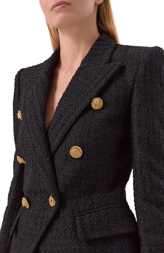 Твидовый жакет Balmain GF1SI505/XL81 Чёрный  GF1SI505/XL81 Фото 5