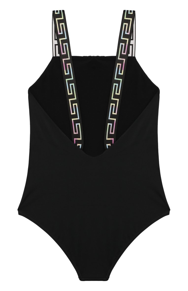 Детского слитный купальник VERSACE черного цвета, арт. 1006834/1A08687/8A-14A | Фото 2 (Материал внешний: Синтетический материал; Нос: Не проставлено; Материал сплава: Проставлено; Девочки Кросс-КТ: Купальники-пляж; Принт: С принтом)
