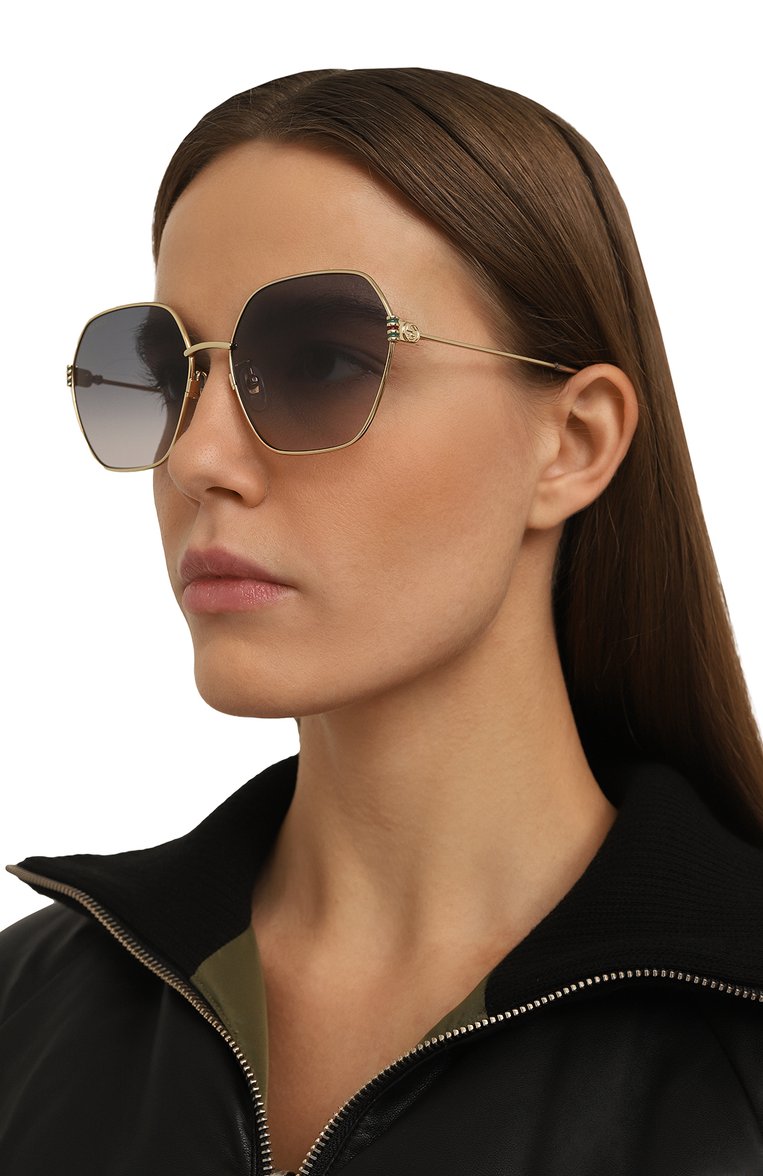 Женские солнцезащитные очки GUCCI черного цвета, арт. GG1285SA 001 | Фото 2 (Нос: Не проставлено; Региональные ограничения белый список (Axapta Mercury): Не проставлено; Тип очков: С/з; Материал: Металл; Очки форма: Квадратные; Оптика Гендер: оптика-женское)