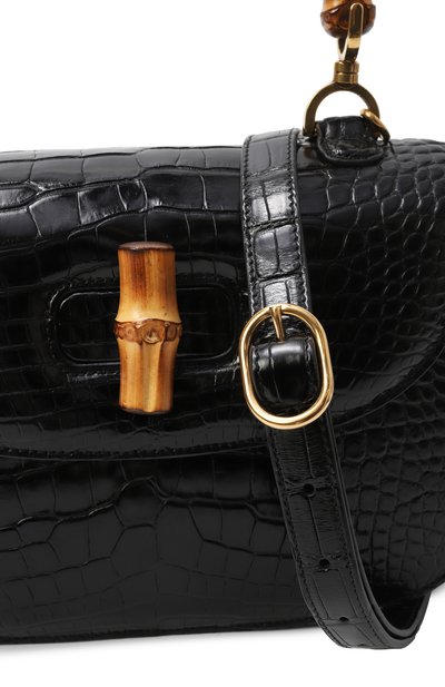 Сумка bamboo 1947 из кожи аллигатора GUCCI черного цвета по цене 4233600 руб., арт. 679632 E1KIX, фото 3 Сумка bamboo 1947 из кожи аллигатора GUCCI, арт. 679632 E1KIX, фото 3