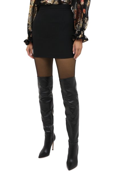 Шерстяная юбка SAINT LAURENT черного цвета по цене 71800 руб., арт. 580279/Y404W, фото 3 Шерстяная юбка SAINT LAURENT, арт. 580279/Y404W, фото 3