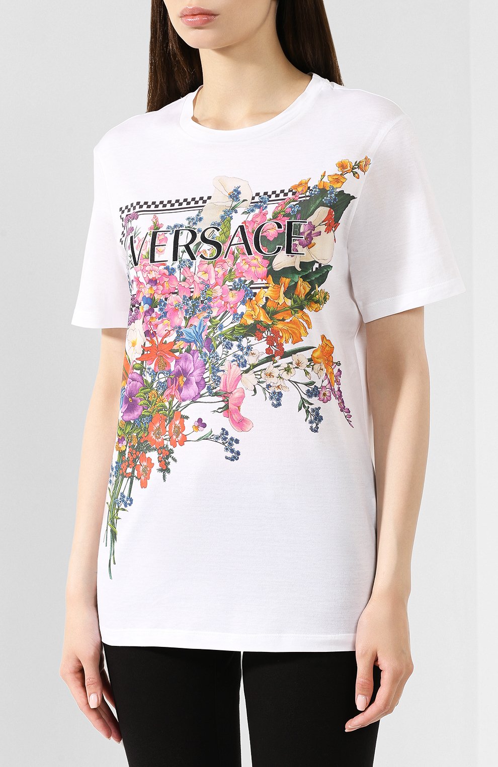 Хлопковая футболка VERSACE белого цвета по цене 61600 руб., арт. A82907/A201952, фото 3 Хлопковая футболка VERSACE, арт. A82907/A201952, фото 3