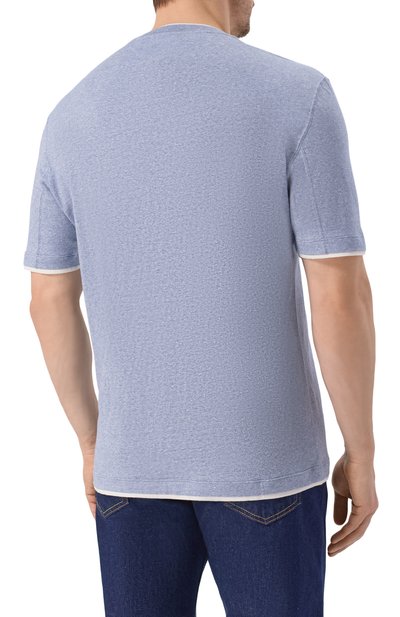 Футболка из хлопка и льна BRUNELLO CUCINELLI, арт. MW8357427, фото 4