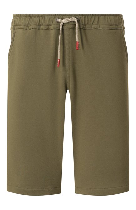Мужские хлопковые шорты KITON хаки цвета, арт. UPSH0RTH0805284 | Фото 1 (Длина Шорты М: До колена; Драгоценные камни: Проставлено; Материал сплава: Проставлено; Материал внешний: Хлопок)